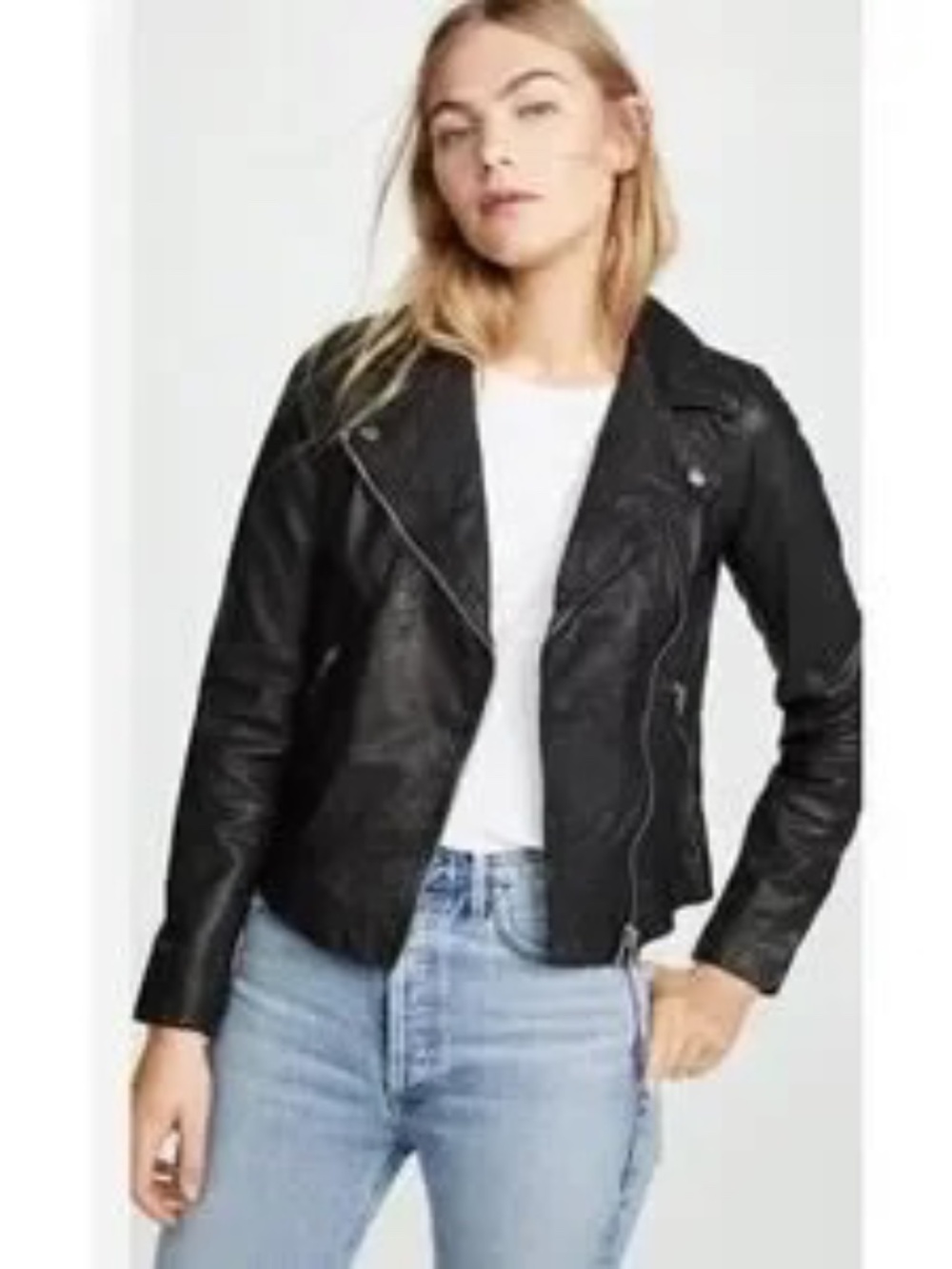 Madewell Black Leather Jacket w/ Silver Trim (sz M)